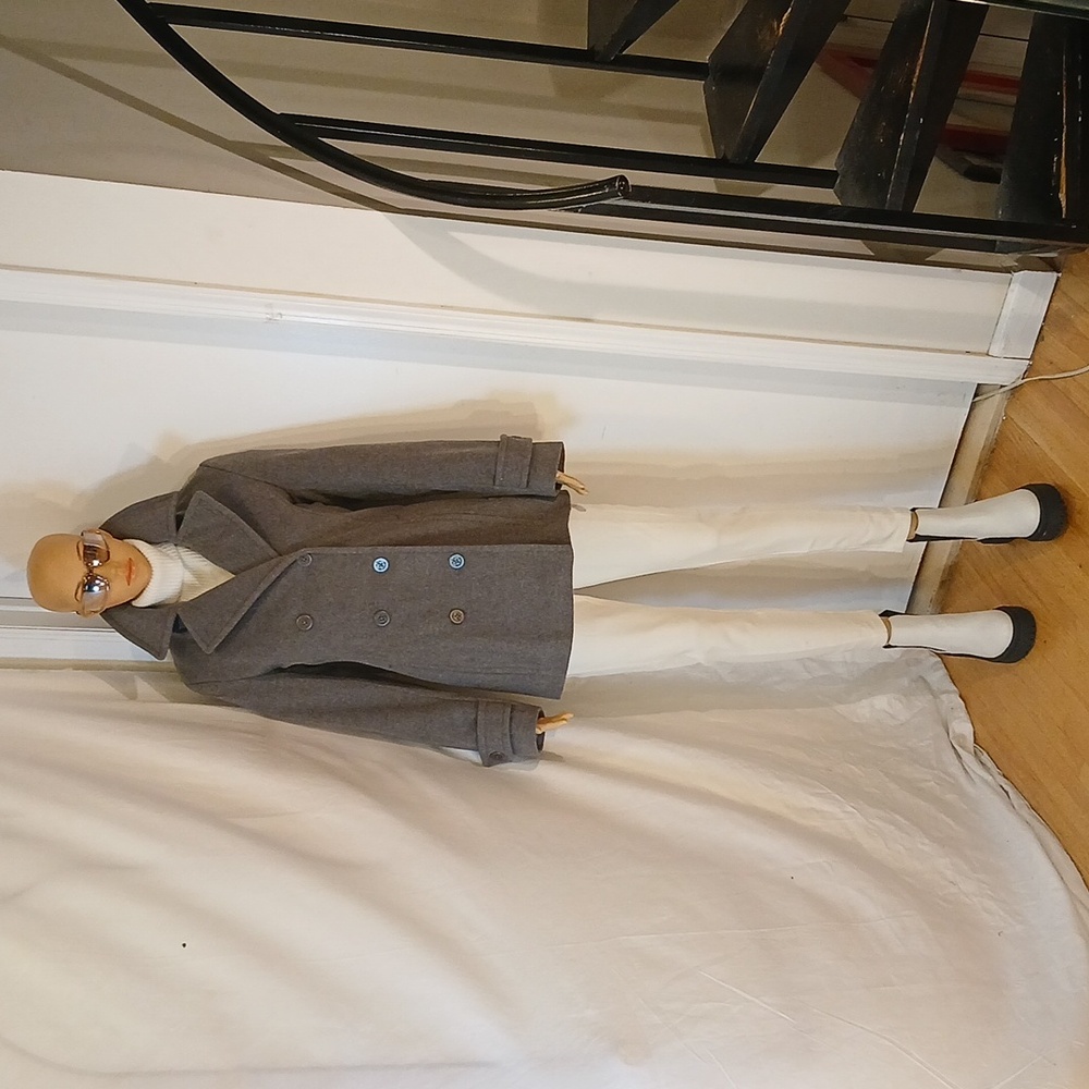 NWOT LANDS' END Gray Wool & Cashmere Blend Double-Breasted Pea Coat/Jacket - Picture 16 of 16